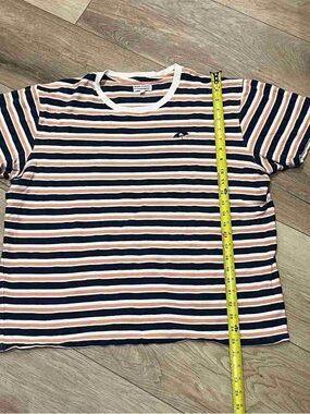 Striped Crewneck Kids Tee - Navy, White & Peach